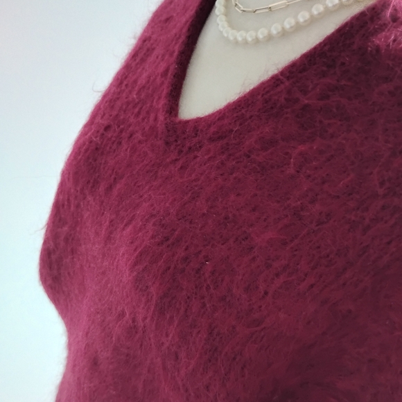 Shag-a-Mo Virgin Wool V-Neck Sweater Burgundy Curt Cobain Vintage 60s Size Med - Picture 6 of 11